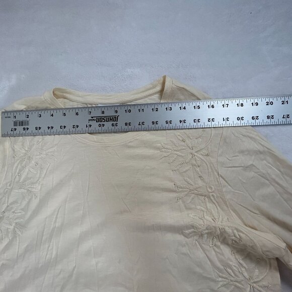 J. Jill Womens Cream Embroidered Floral Long Sleeve Tunic Top 2X Cotton Blend - Picture 6 of 8